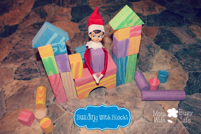 elf on the shelf ideas building with blocks