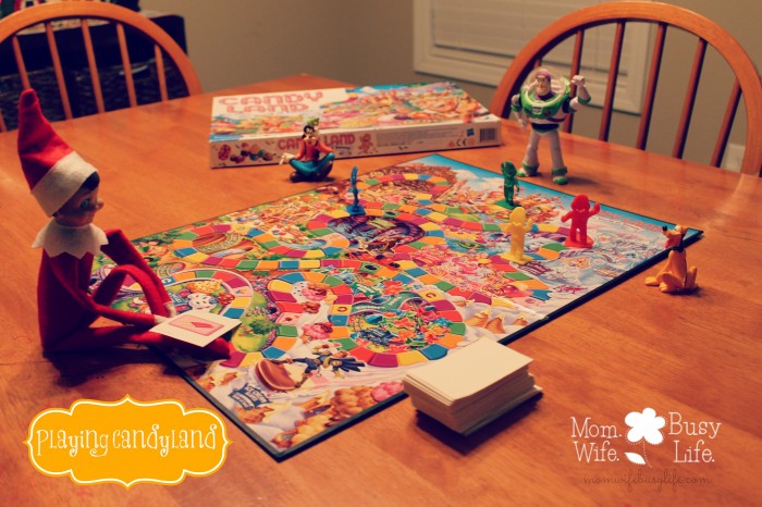 elf on the shelf ideas playing candy land