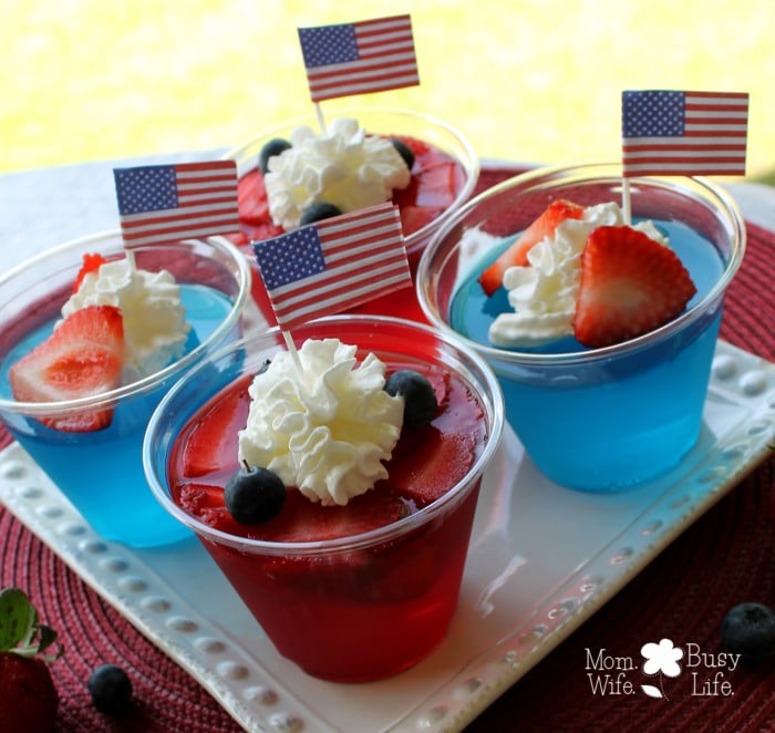 Red White and Blue Berry Jello Cups