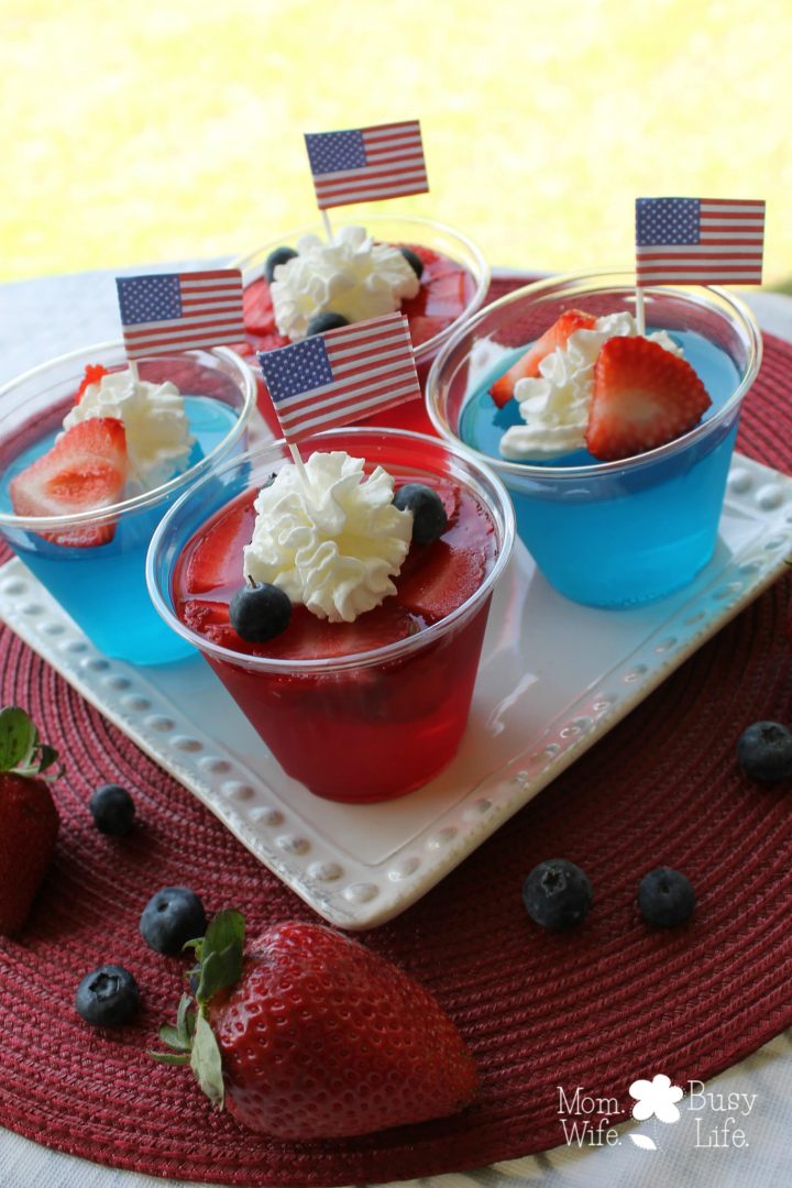 Patriotic Red White and Blue Jello Cups