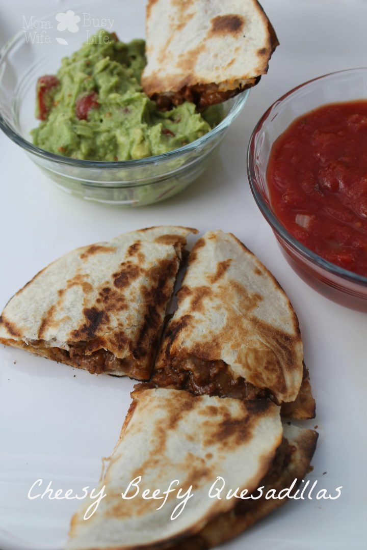 Quick and Easy Cheesy Beefy Quesadillas