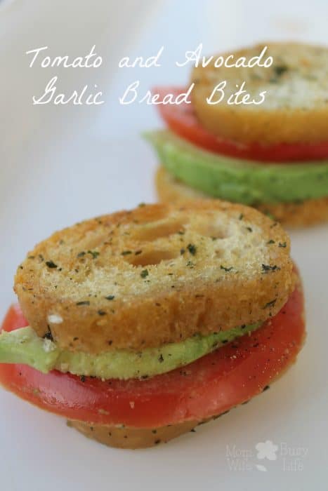 Tomato Avocado Garlic Bread Bites