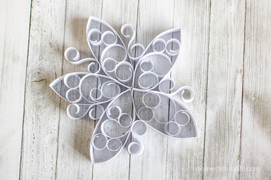 curled paper snowflakes