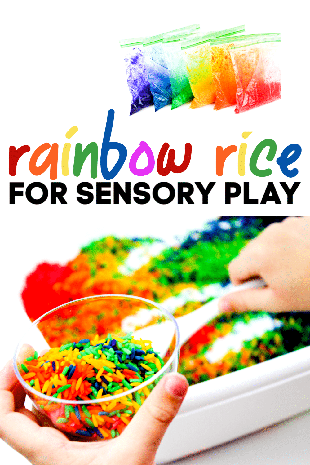 How to Make Rainbow Rice for Sensory Play - Mom. Wife. Busy Life.