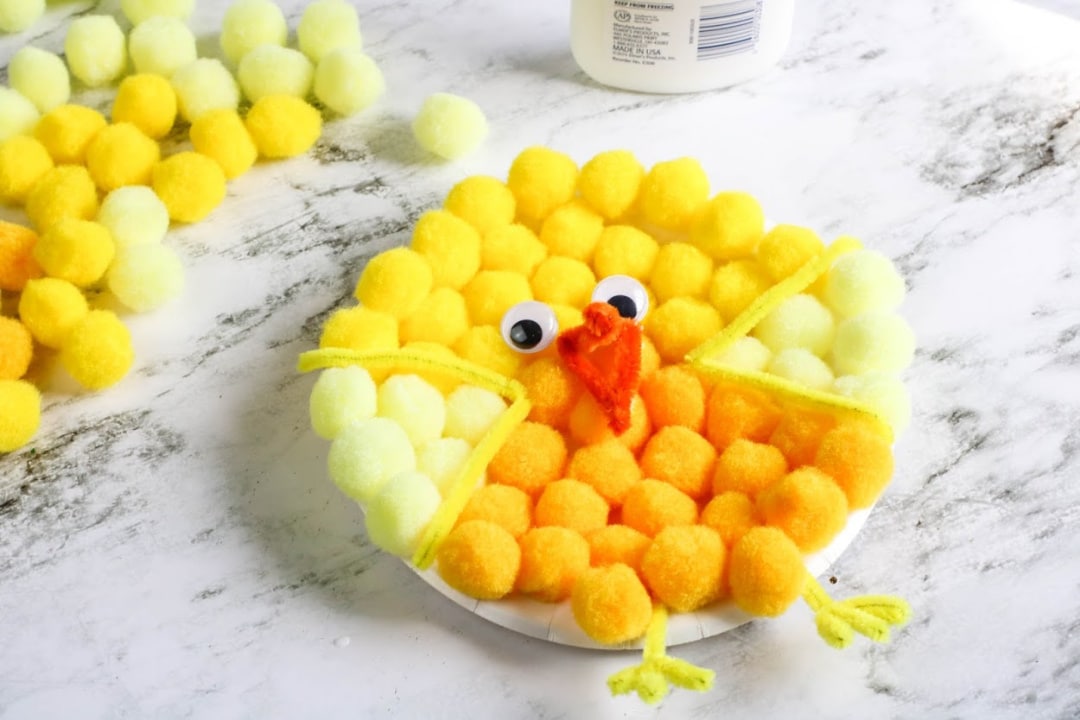 yellow chick pom pom craft