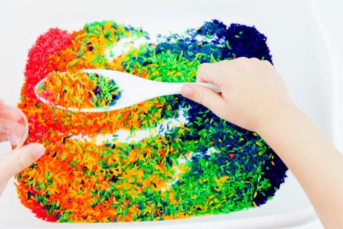 Painted Rice How to Make Rainbow Rice for Sensory Play - Mom. Wife. Busy Life.