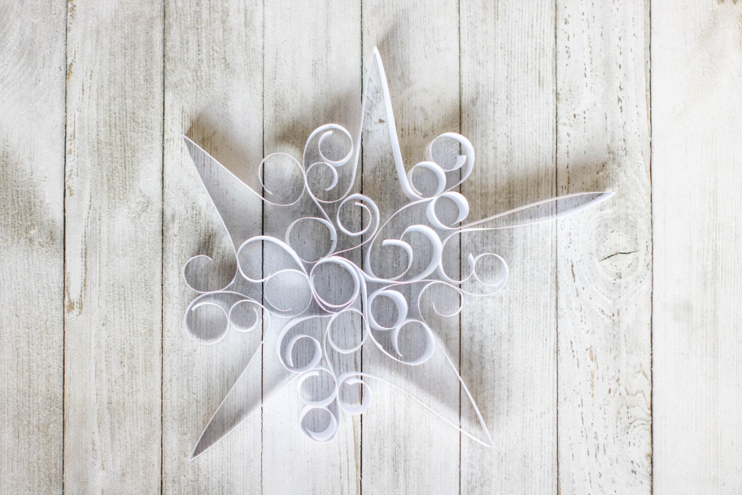 curled paper snowflakes