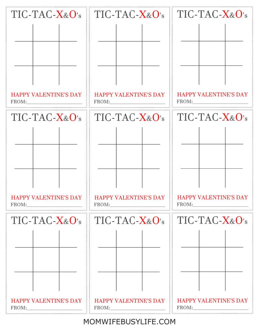 Printable Tic Tac Toe Valentine s Day Cards Mom Wife Busy Life