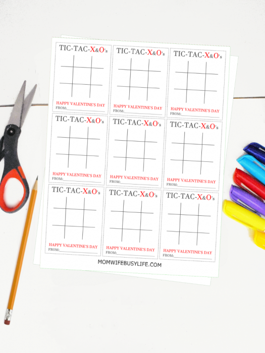 Printable Tic Tac Toe Valentine's Day Cards