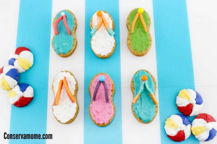 flip flop and beach ball cookies