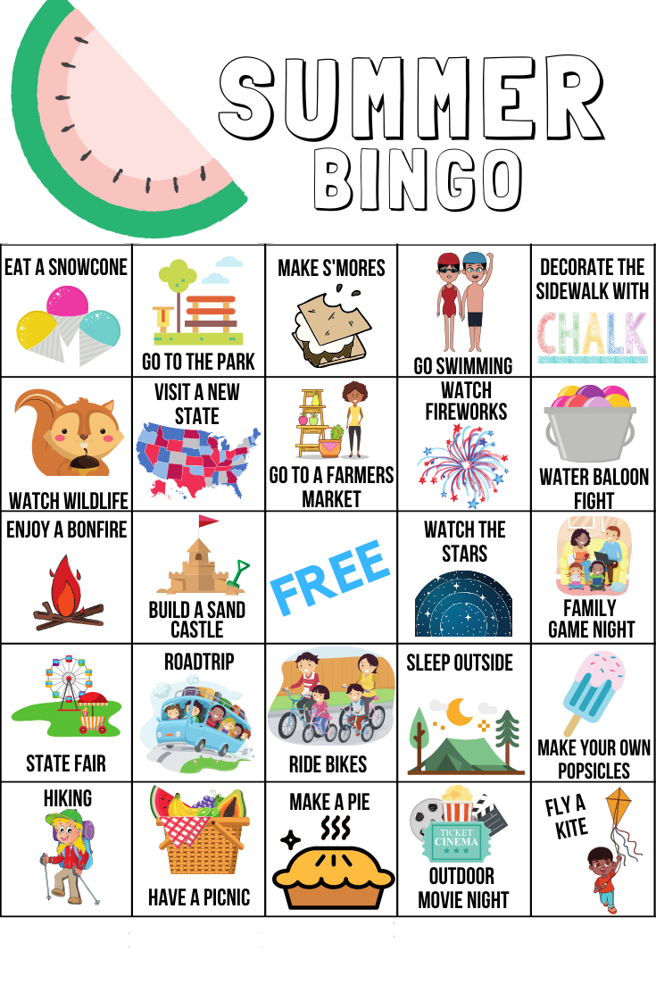 summer bucket list bingo