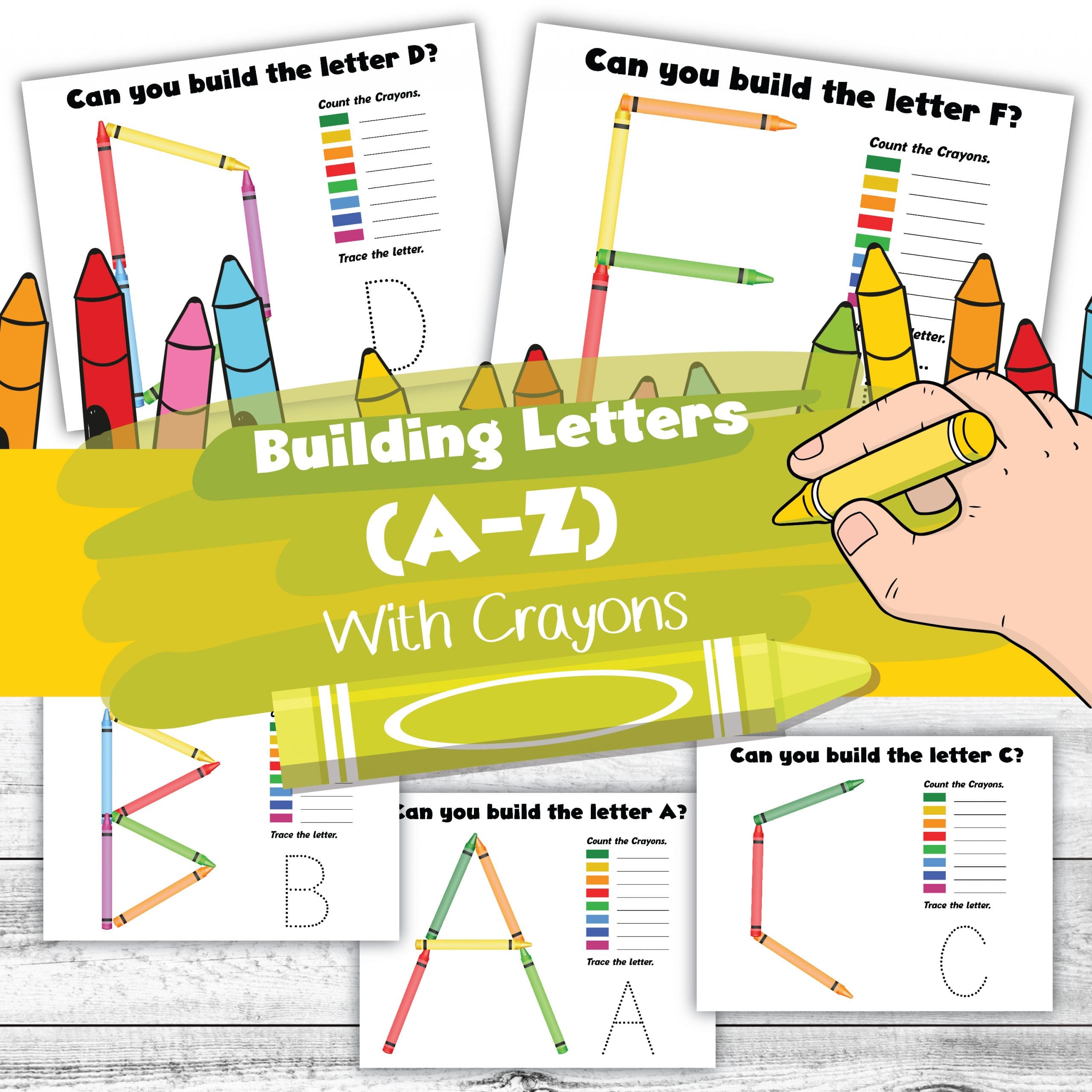 build the alphabet with crayons