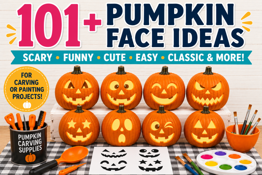 101+ Pumpkin Faces: Scary, Funny, Cute & Easy Jack-o’-Lantern Ideas