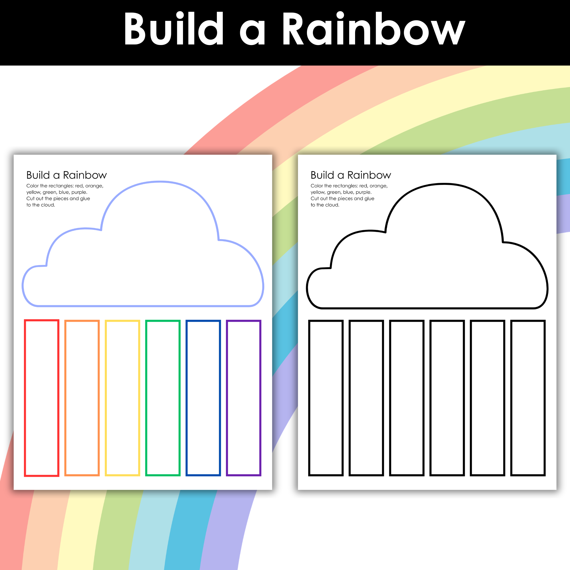 Build a Rainbow Printable Craft for Kids: Easy Spring Coloring and Cut & Paste Activity