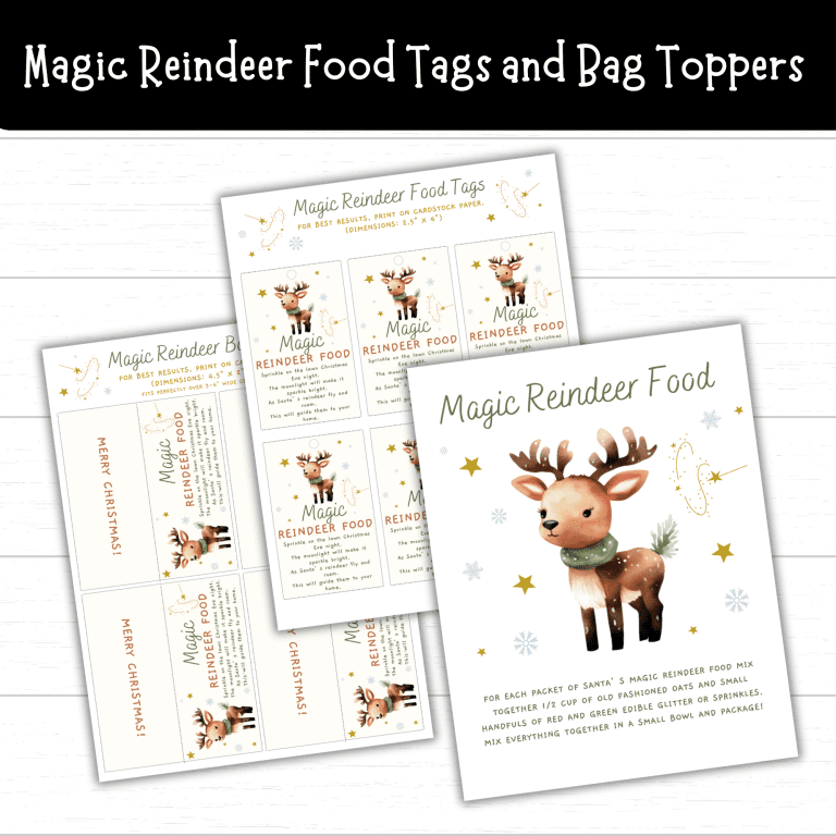 Magic Reindeer Food Bag Toppers And Treat Tags (2 Sets) - Mom. Wife ...