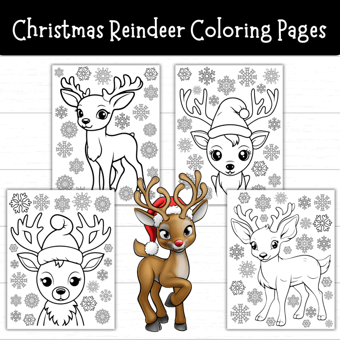 Printable Christmas Reindeer Coloring Pages (2 Sets) Mom Wife Busy