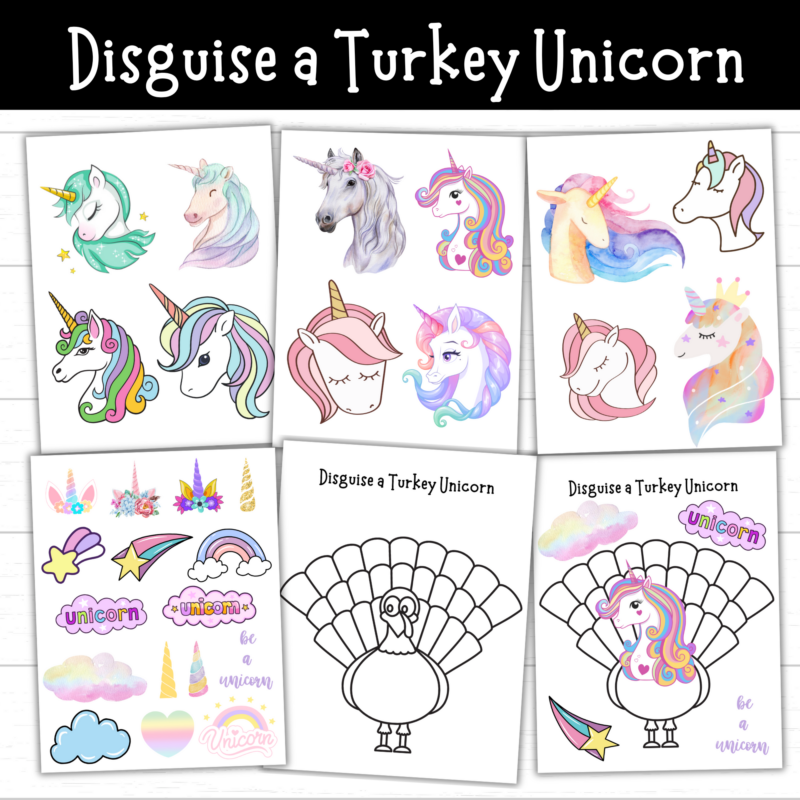 Printable Unicorn Disguise a Turkey