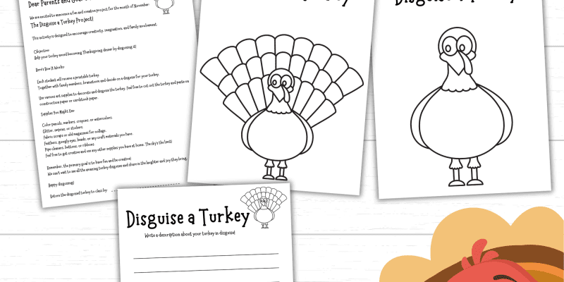 Printable Turkey Disguise Project Pack