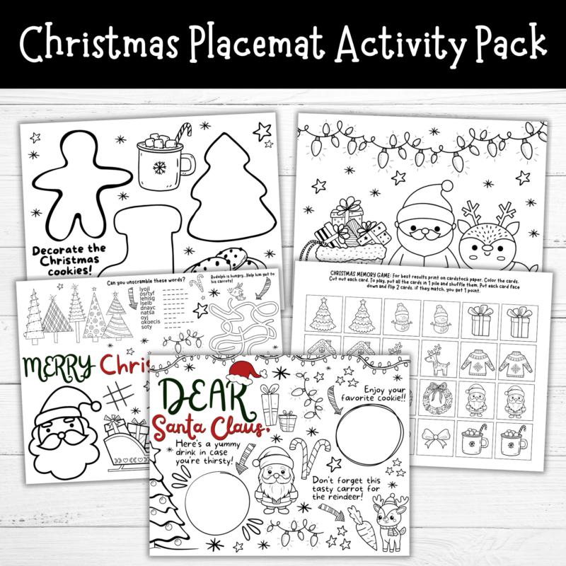 Printable Christmas Placemat Activity Pack (2 Sets)