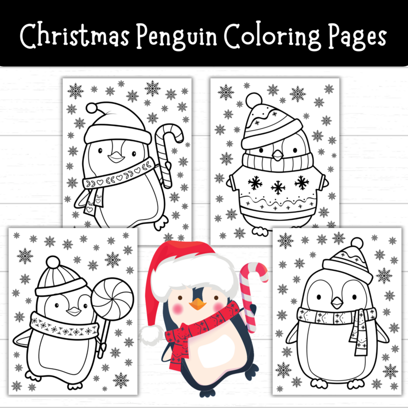Printable Christmas Penguin Coloring Pages