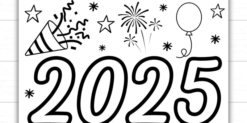 2025 Happy New Year Coloring Page