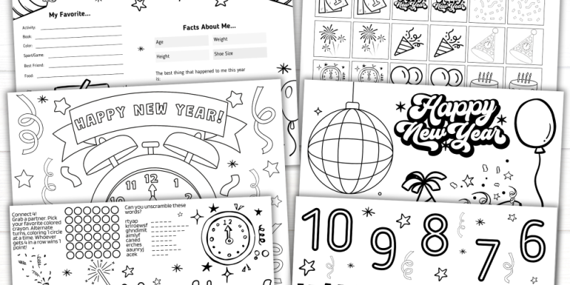 New Year’s Placemat Activity Pack