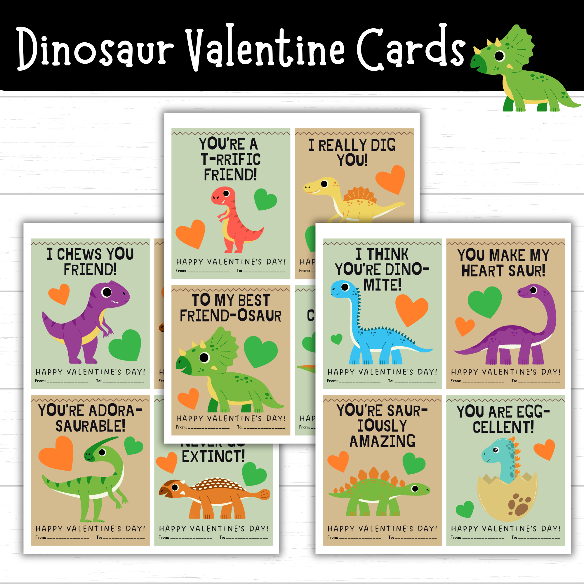 Printable Dinosaur Valentine's Day Cards - Mom. Wife. Busy Life.