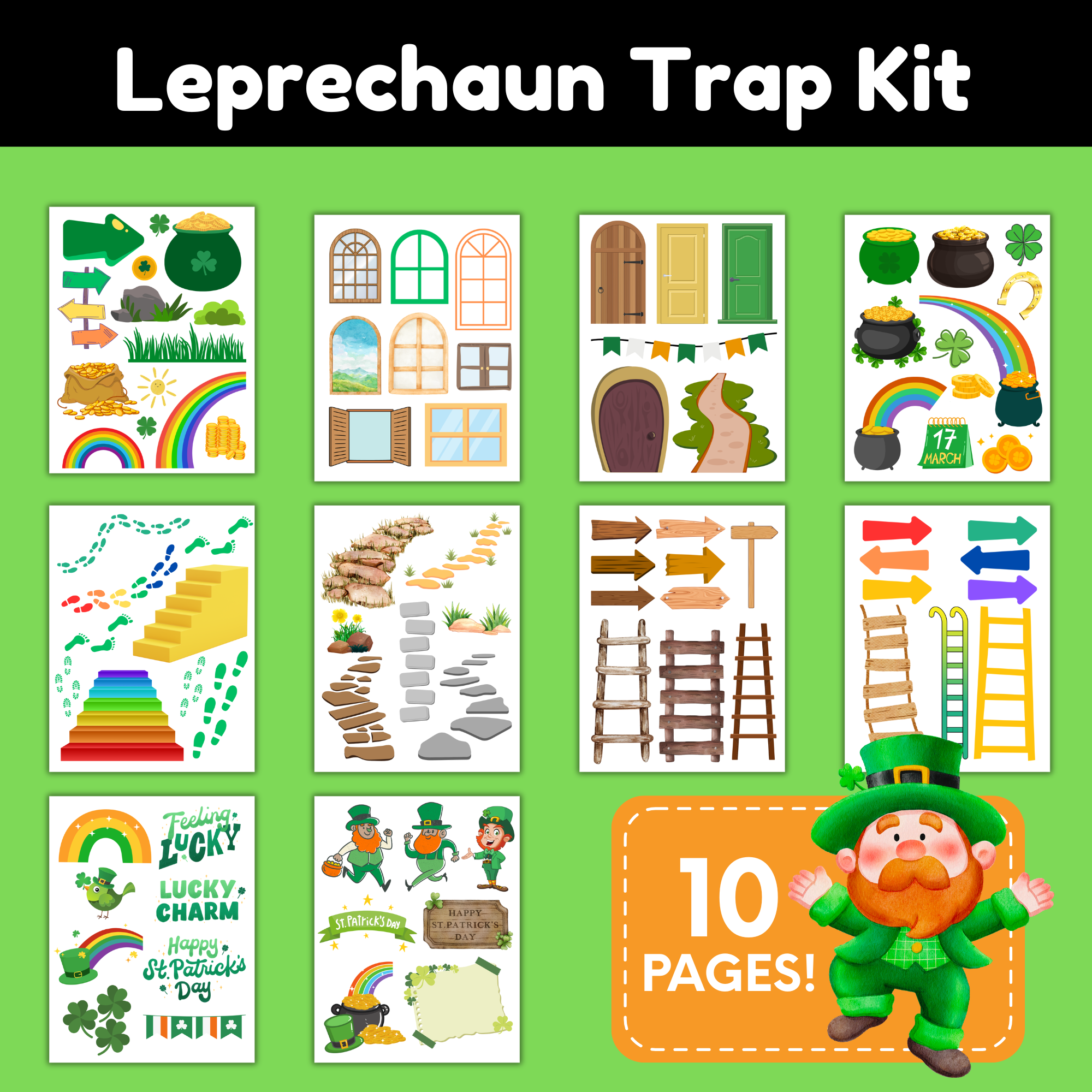 Printable Leprechaun Trap Craft Sets for St. Patrick’s Day Fun