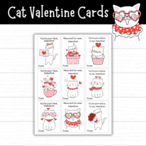 Cute Cat Valentine Cards Printable – Fun & Easy Valentines for Kids