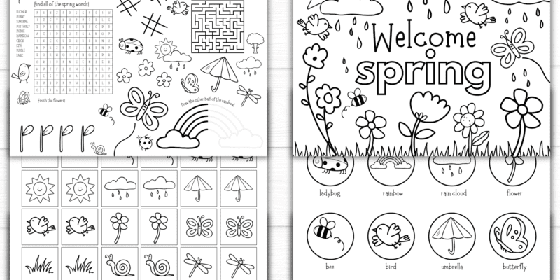 Printable Spring Placemat Activity Pack