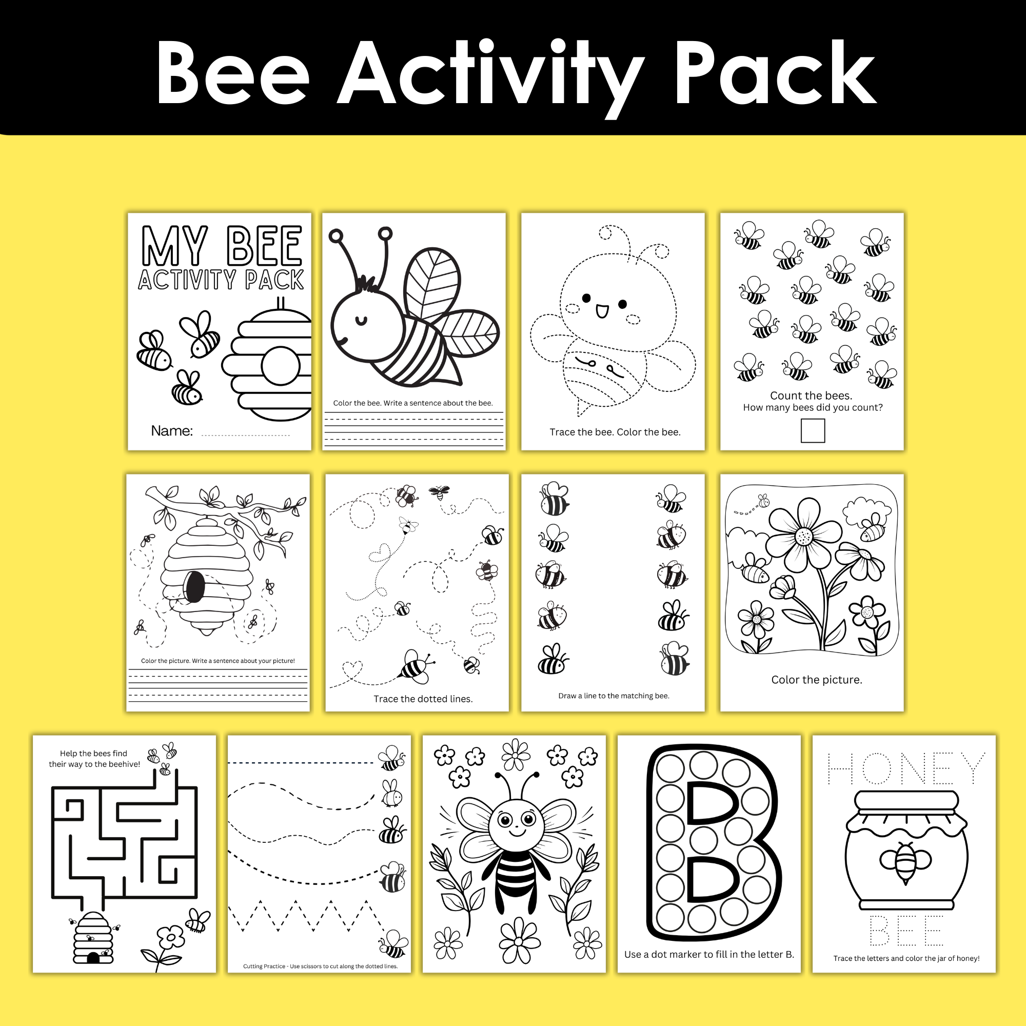 Bee Activity Pack for Kids | Fun Spring Learning Printables