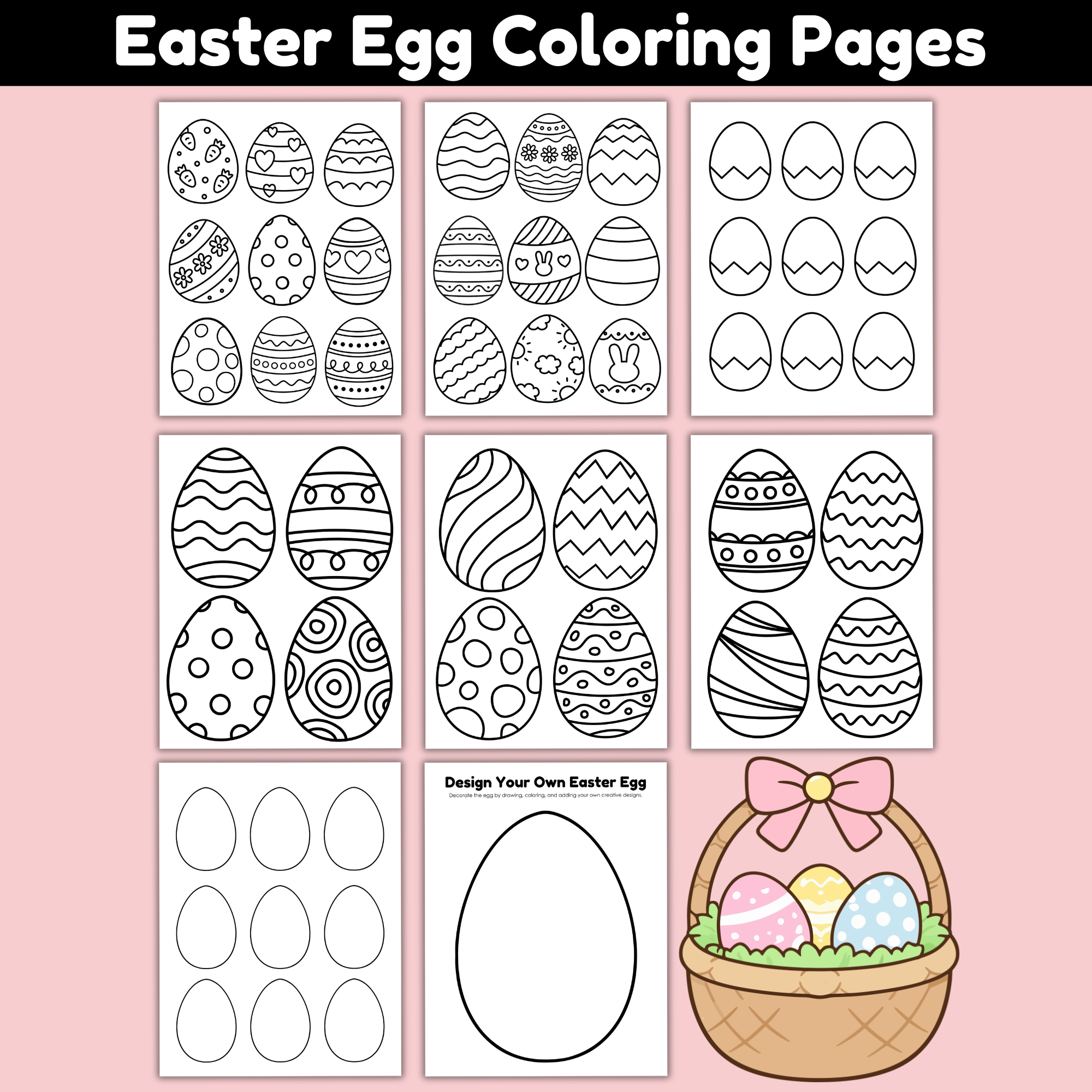 Easter Egg Coloring Pages Printable – Easy Easter Activity for Kids