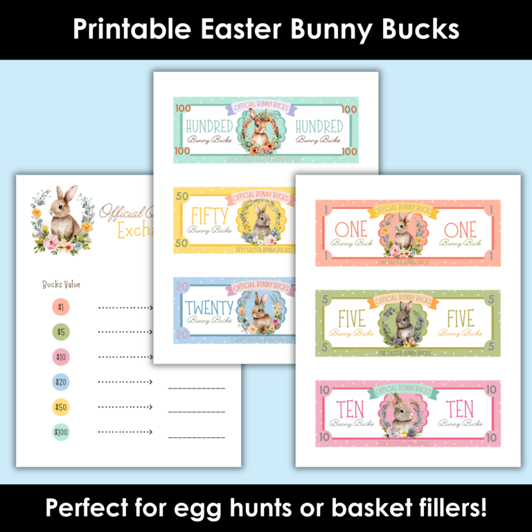 Printable Easter Bunny Bucks for Kids (Fun Easter Reward Idea + Egg ...