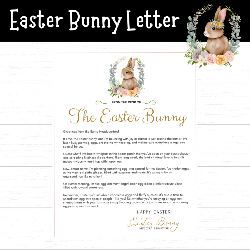 Printable Easter Bunny Letter to Child