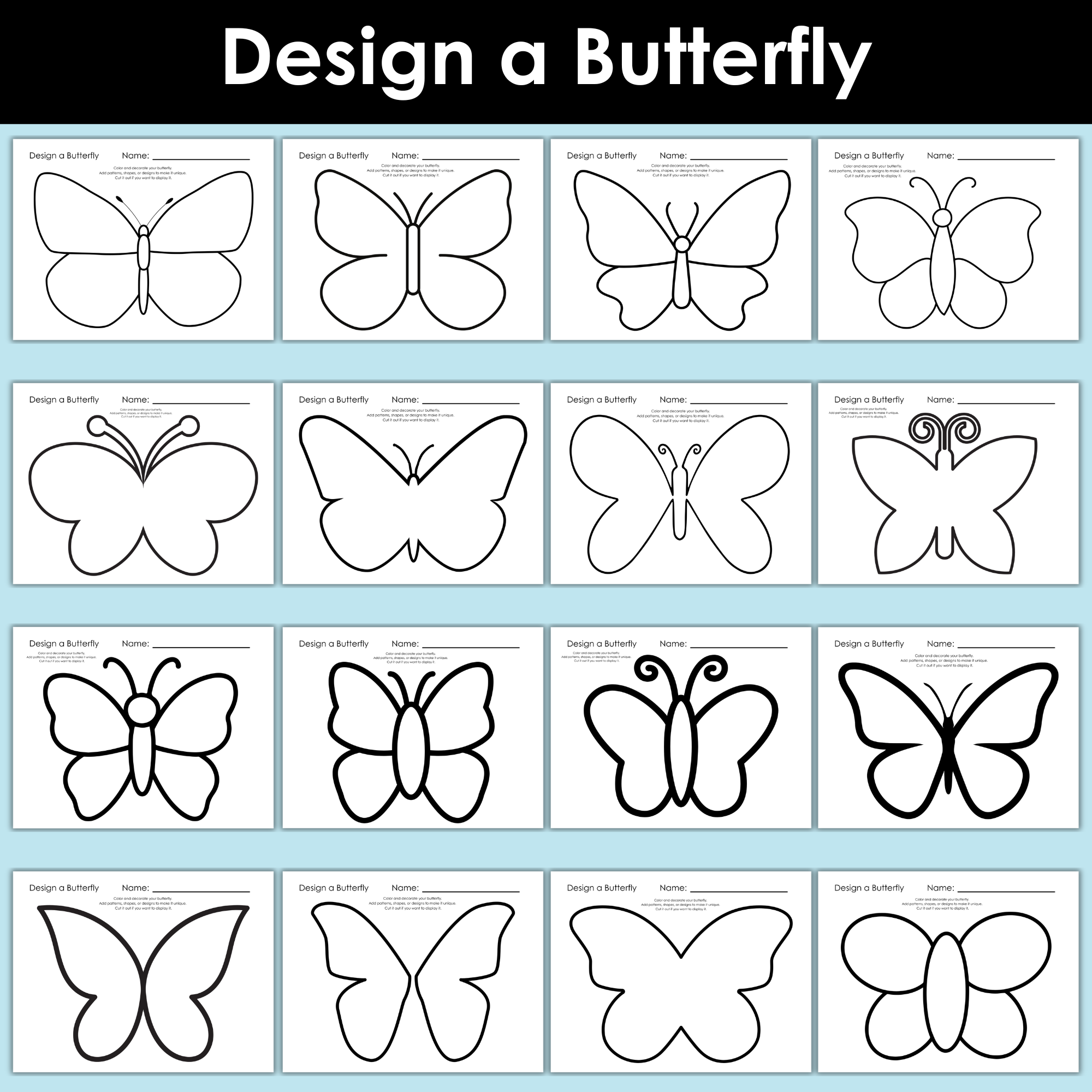 Design a Butterfly Printable Pack for Kids
