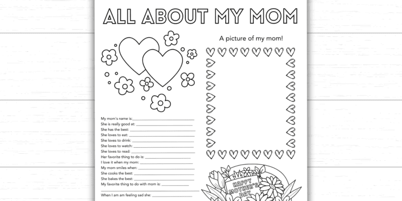 Printable All About My Mom Activity