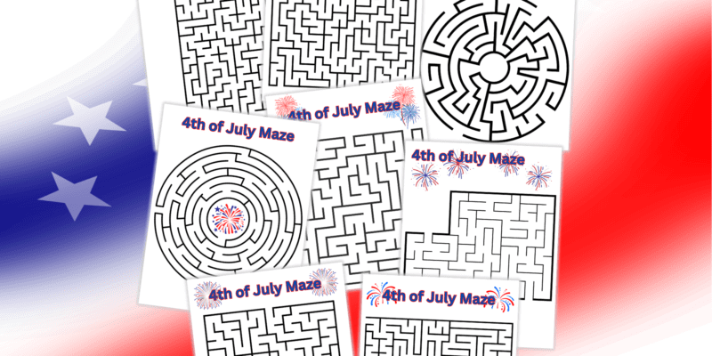 Printable 4th of July Maze Pack