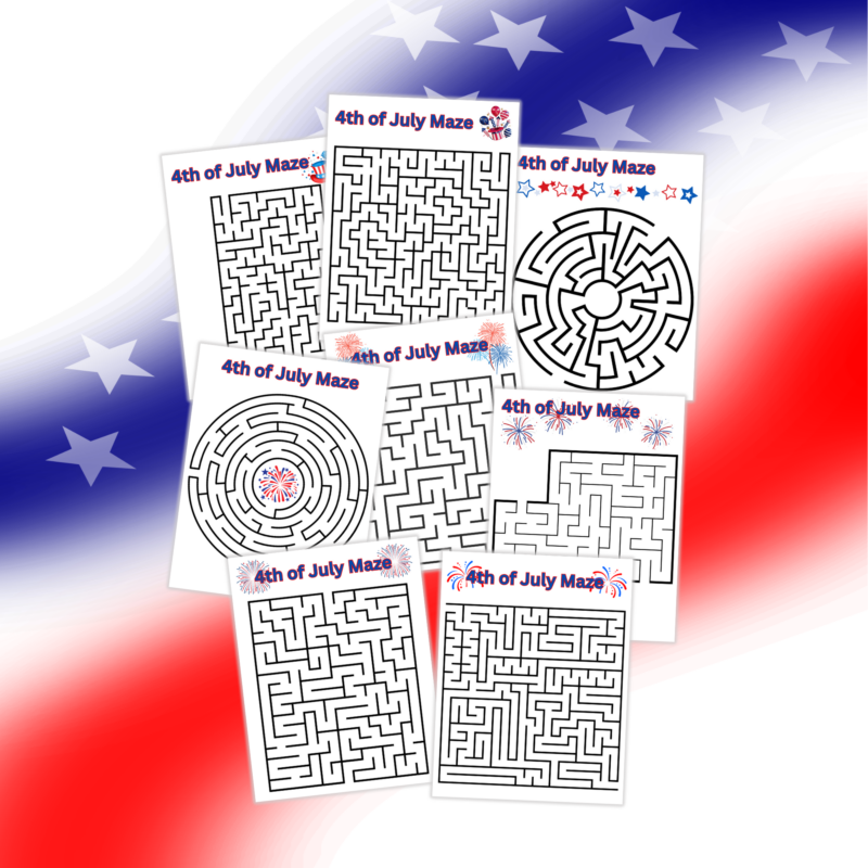 Printable 4th of July Maze Pack