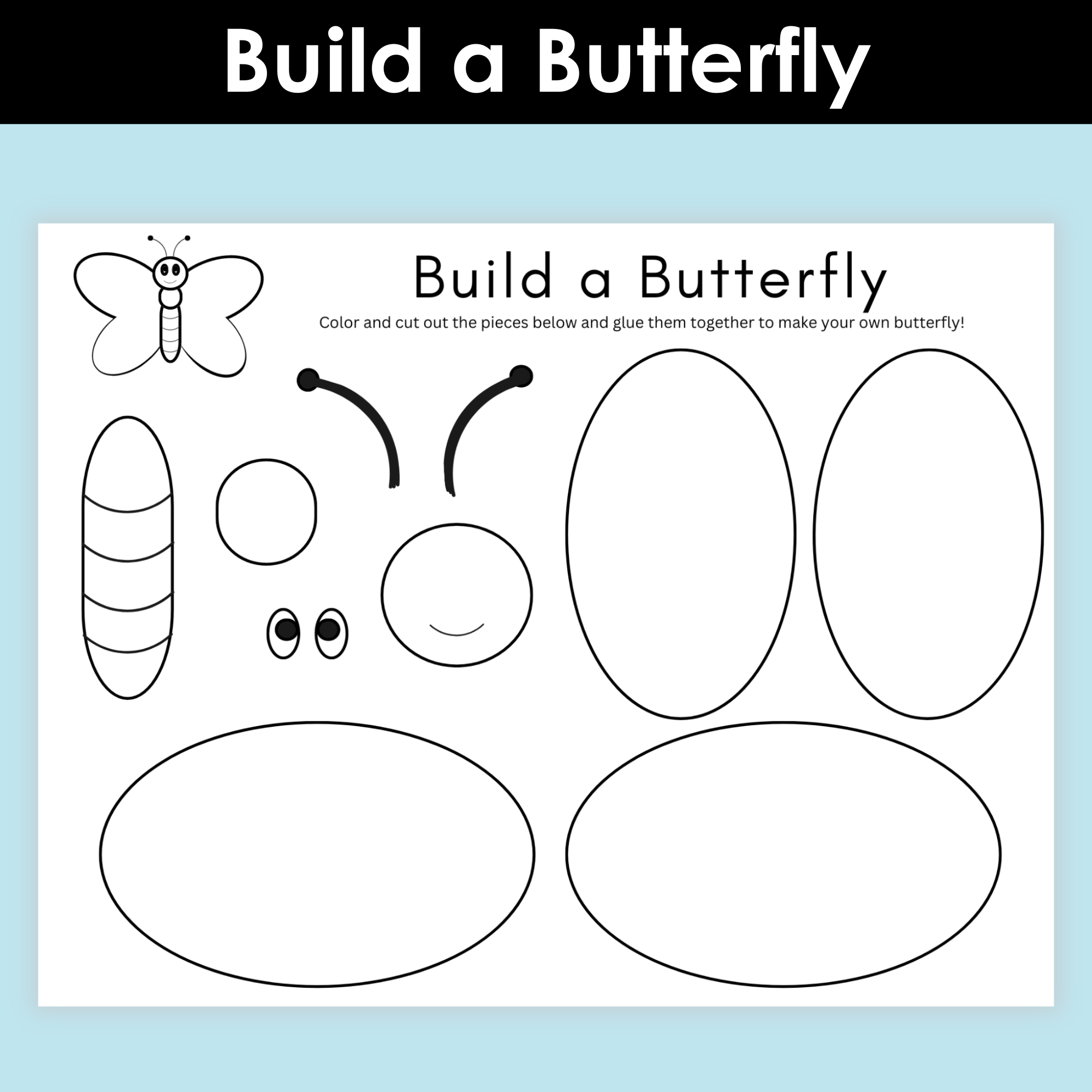 Build a Butterfly Craft Printable for Kids (Easy Spring Cut and Paste Activity)