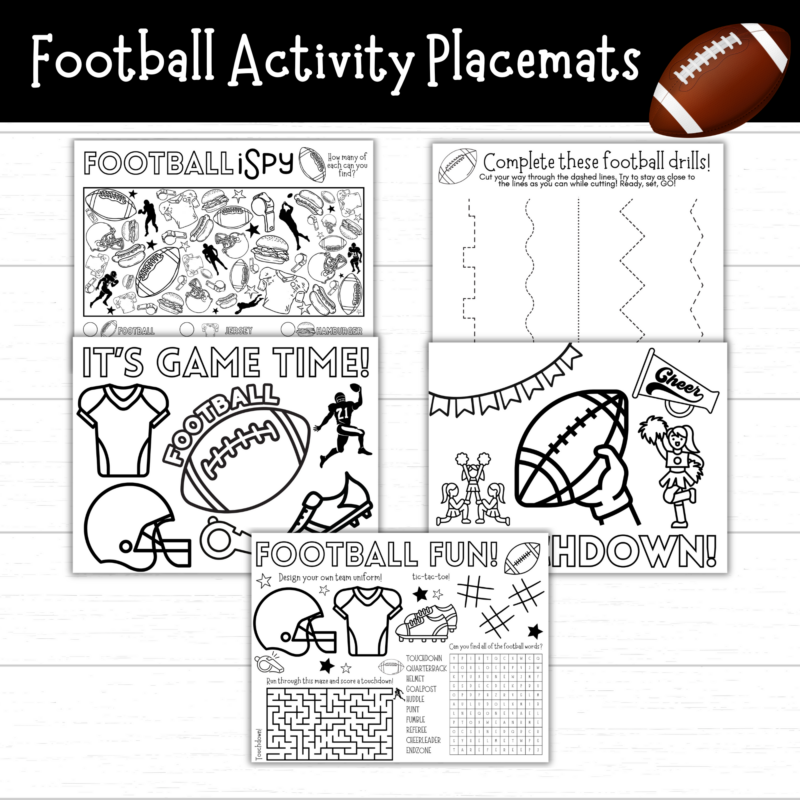 Printable Football Activity Placemats