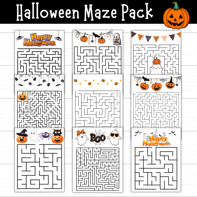 Printable Halloween Maze Pack