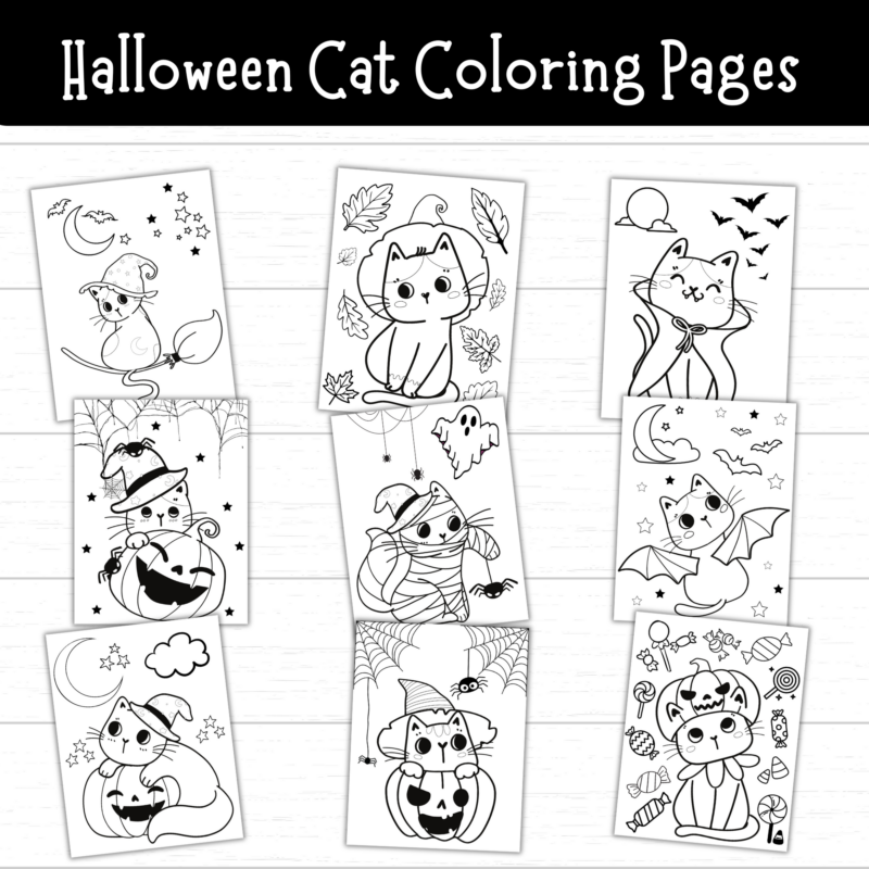 Printable Halloween Cat Coloring Pages