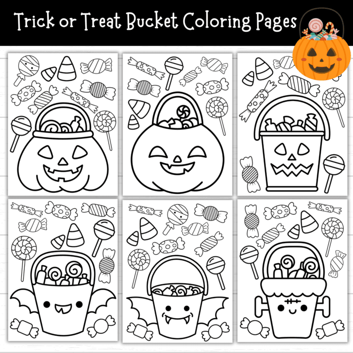 Trick or Treat Bucket Coloring Pages