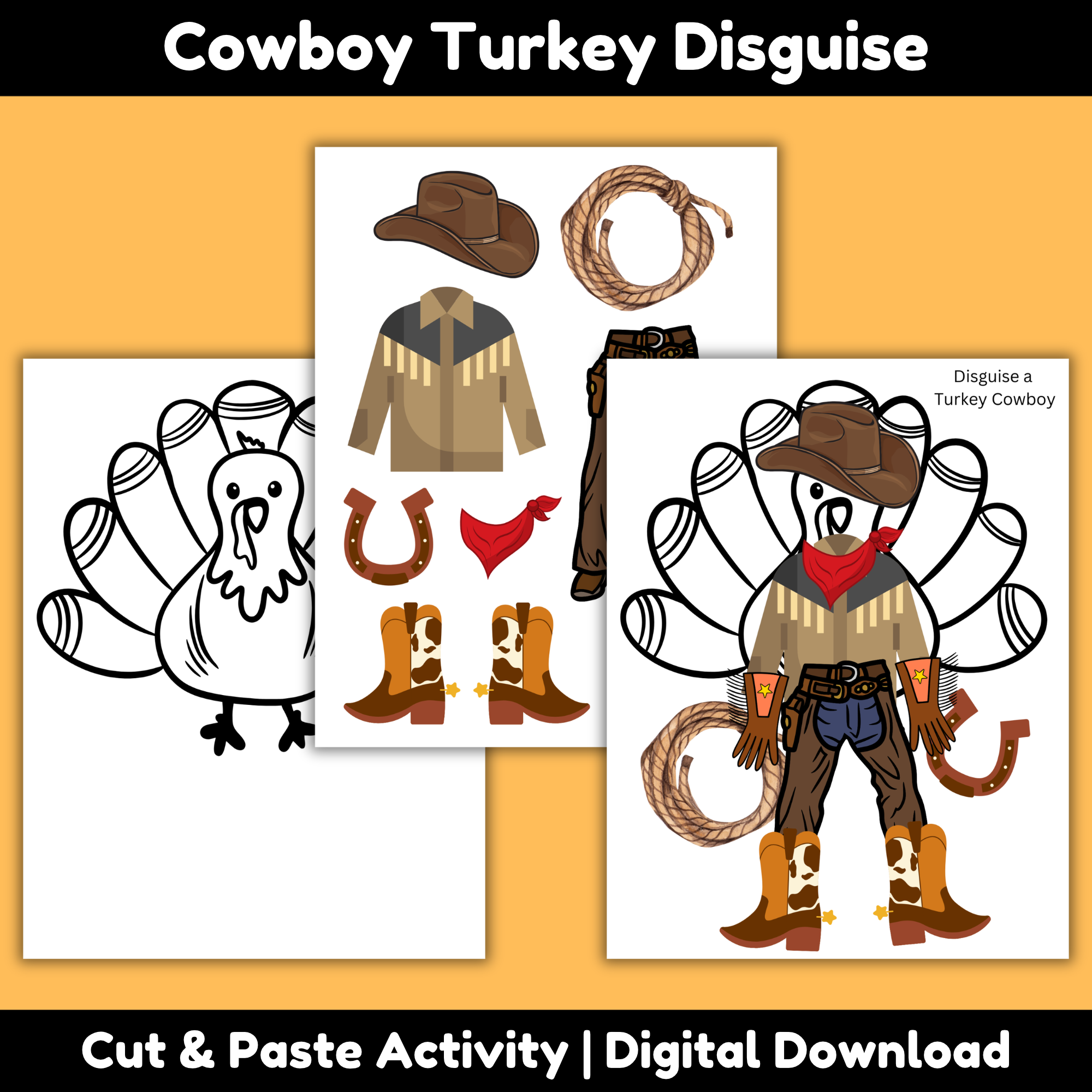 Printable Disguise a Turkey Cowboy
