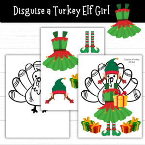 Printable Disguise a Turkey Elf Girl