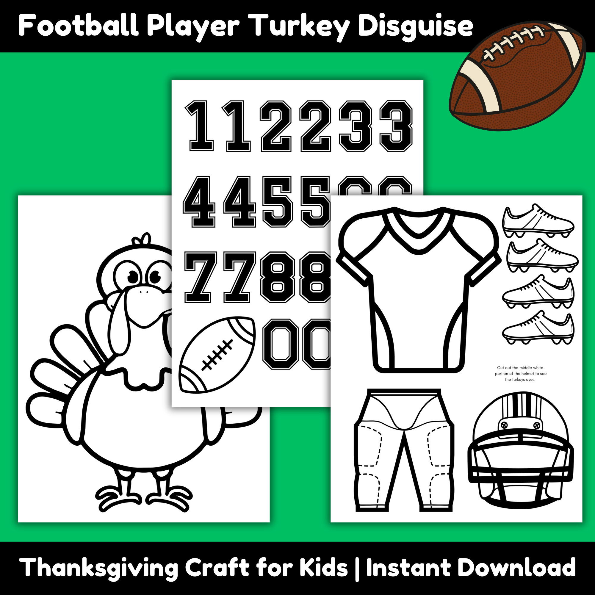 Football Player Disguise a Turkey: 6 Printable Ideas for School Projects