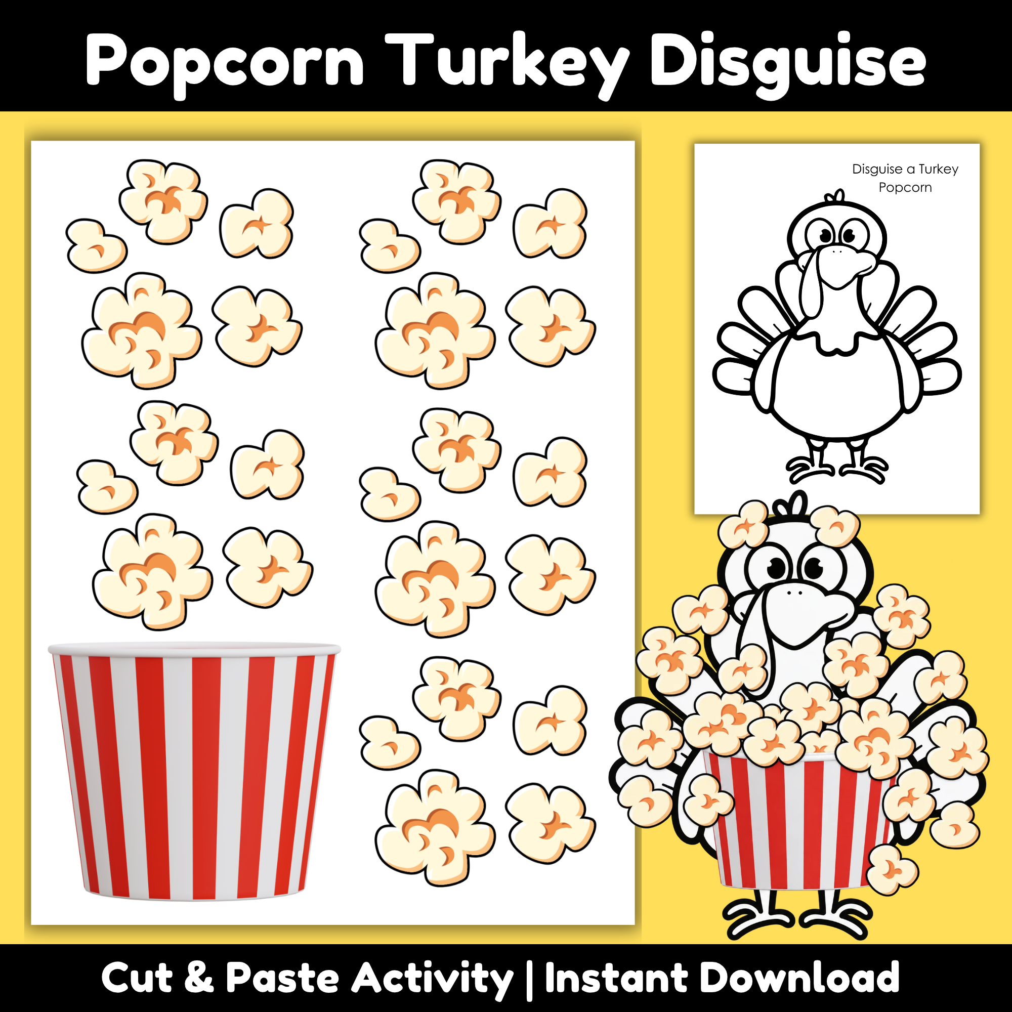 Printable Disguise a Turkey Popcorn (2 Sets!)