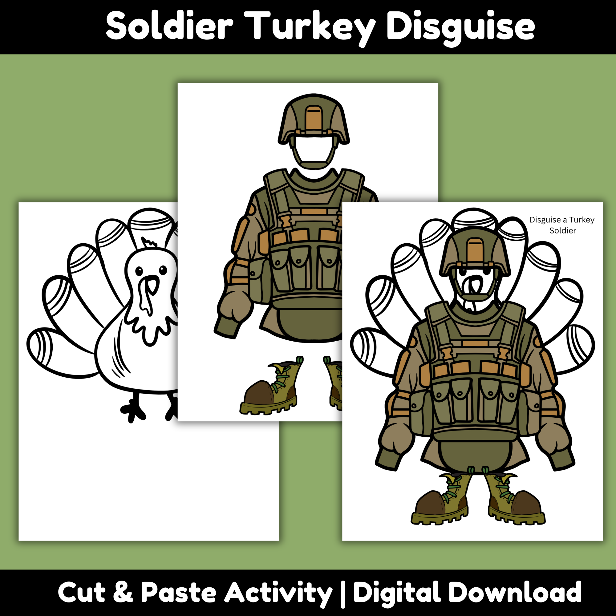 Printable Disguise a Turkey Soldier (2 Sets)