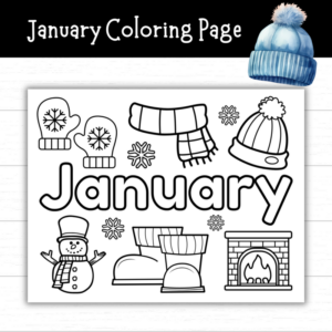 Printable Month of January Coloring Page (2 Sets)