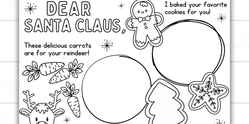 Printable Milk and Cookies for Santa Placemat